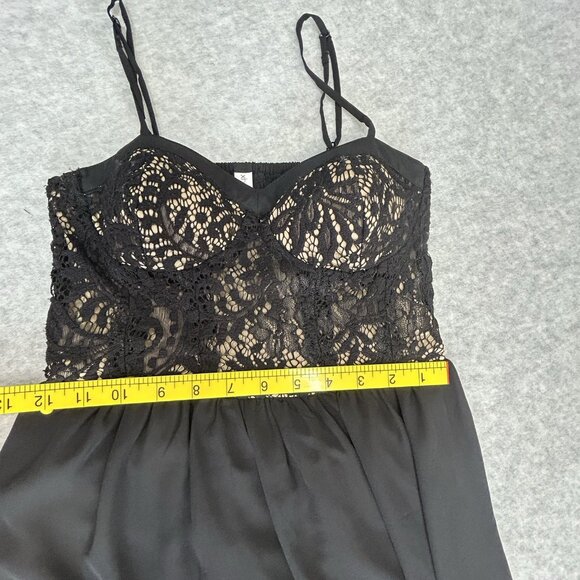 XHILARATION Fit & Flare Lace Dress XS Black Spaghetti Strap Built-In Bra Floral - Picture 5 of 9